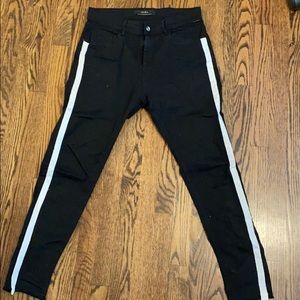 Zara black skinny jeans with white side detail